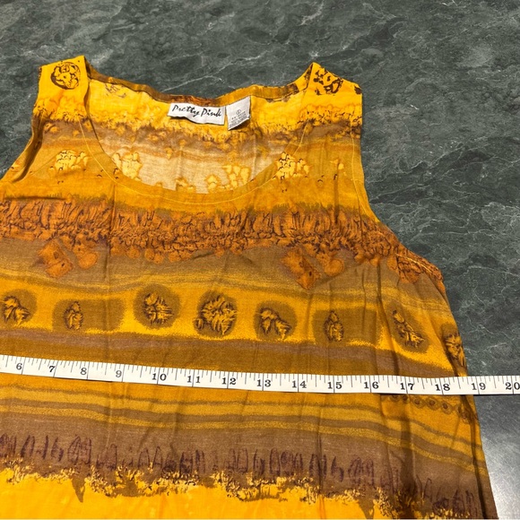 Pretty Pink Made In Nepal Dress Size Small NWOT Yellow Orange Sunset Motif - Picture 7 of 15